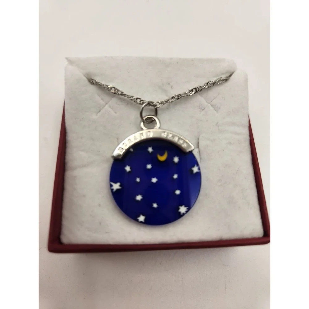 Lionve Venezia Murano Glass Moon Stars Pendant Necklace Blue Made in Italy P025 - Picture 3 of 6